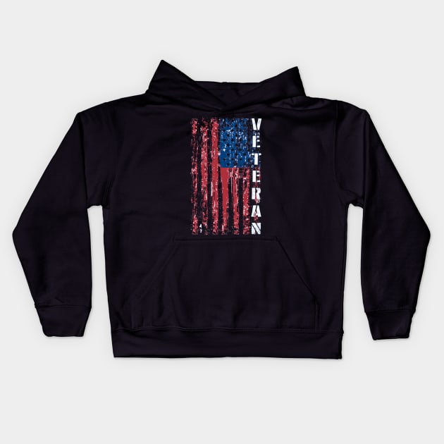 Distressed American Flag Proud Us Army Veteran Kids Hoodie by Jose Luiz Filho